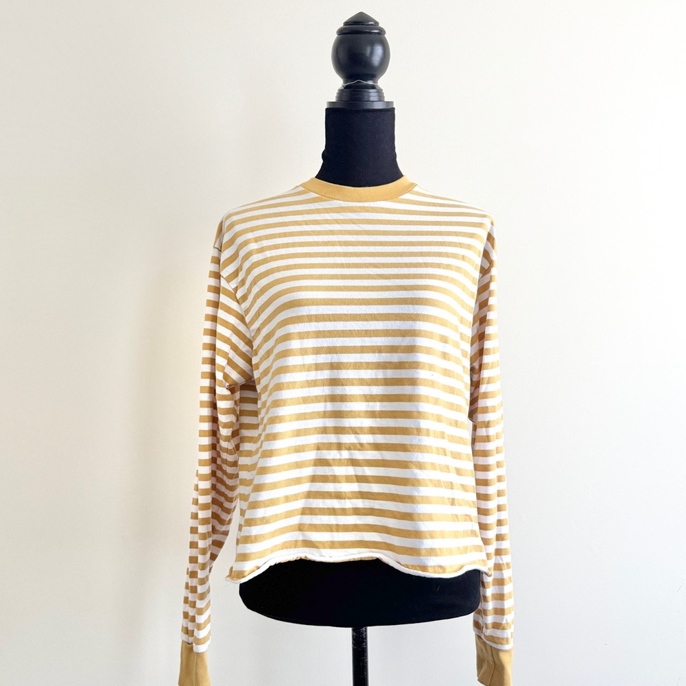 Vintage Brandy Melville Striped Long Sleeve Shirt Yellow & White
